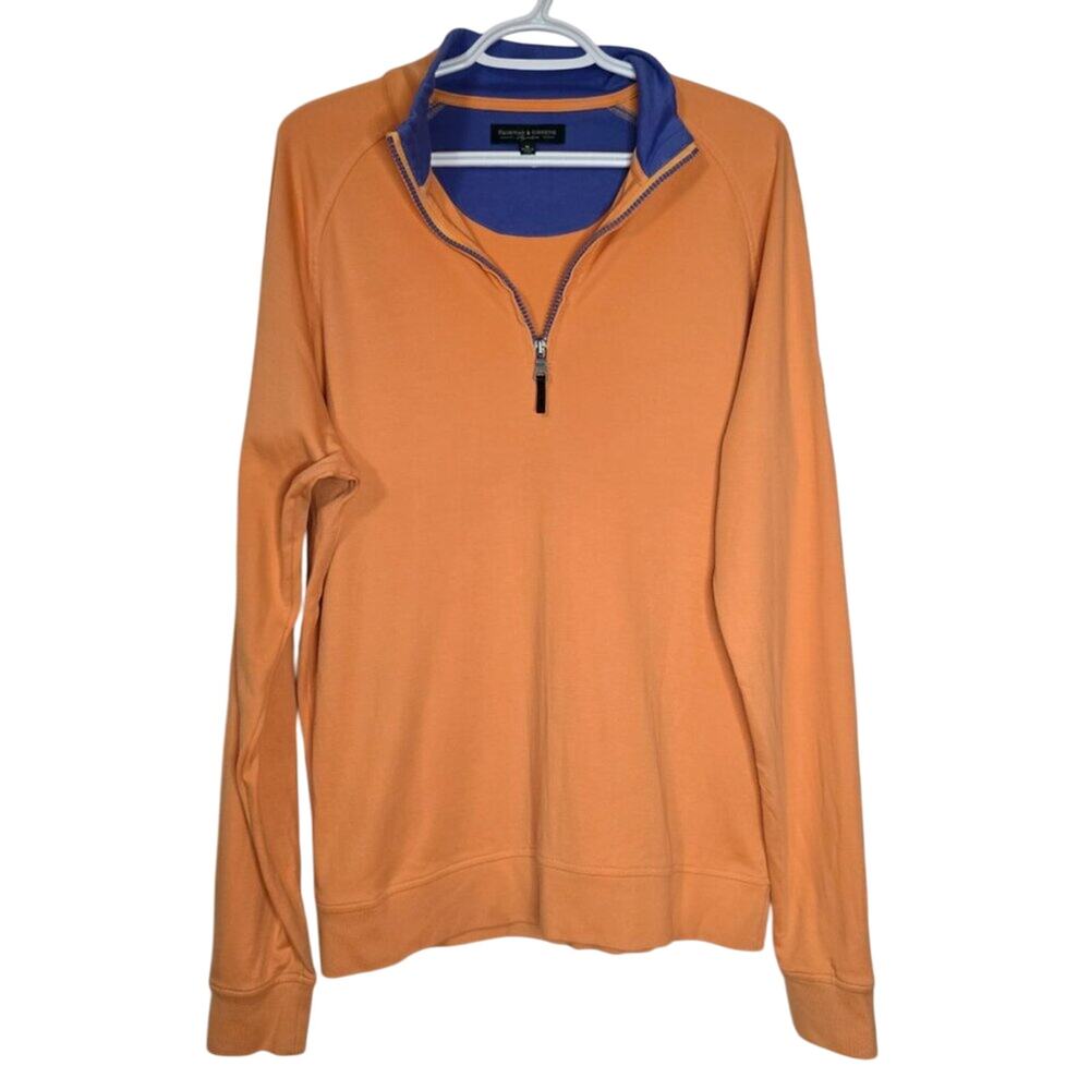 Fairway & Greene Signature Men's 1/4 Zip Orange Golf Pullover Pima Cotton Medium